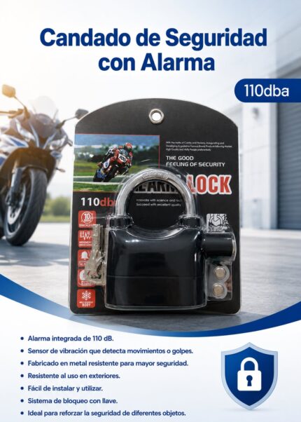 CANDADO DE SEGURIDAD CON ALARMA 110 dB